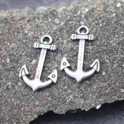 10 Dark Antique Silver Anchor Charms, Anchor Clasps