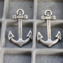 10 Dark Antique Silver Anchor Charms, Anchor Clasps