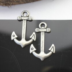 10 Dark Antique Silver Anchor Charms, Anchor Clasps