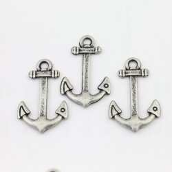 10 Dark Antique Silver Anchor Charms, Anchor Clasps