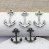 10 Dark Antique Silver Anchor Charms, Anchor Clasps