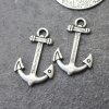 10 Dark Antique Silver Anchor Charms, Anchor Clasps