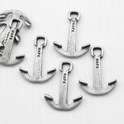 10 Dark Antique Silver Hope Anchor Connector Charms