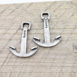 10 Dark Antique Silver Hope Anchor Connector Charms