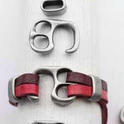 5 Dark Antique Silver Hook Bracelet Clasp Sets