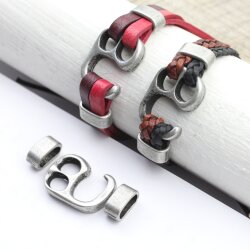 5 Dark Antique Silver Hook Bracelet Clasp Sets