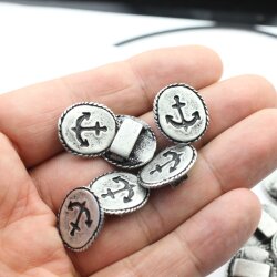 10 Dark Antique Silver Anchor Slider Beads