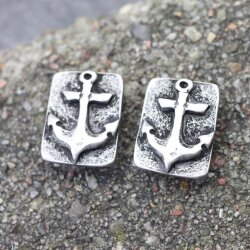 5 Dark Antique Silver Anchor Slider Beads