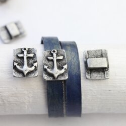 5 Dark Antique Silver Anchor Slider Beads