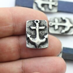 5 Dark Antique Silver Anchor Slider Beads