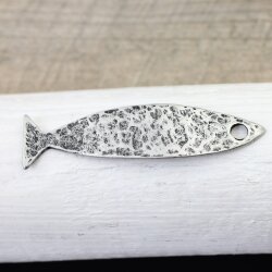 5 Dark Antique Silver Fish Charms Pendant