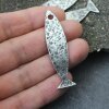 5 Dark Antique Silver Fish Charms Pendant