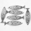 5 Dark Antique Silver Fish Charms Pendant