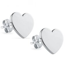 5 Pairs Heart Stud Earrings, antique silver