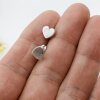 5 Pairs Heart Stud Earrings, antique silver