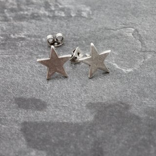 5 Pairs Star Stud Earrings, antique silver