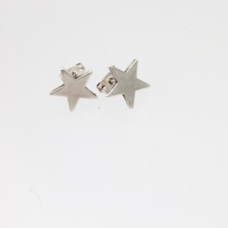 5 Pairs Star Stud Earrings, antique silver