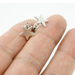 5 Pairs Star Stud Earrings, antique silver