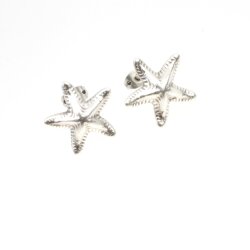 5 Pairs Star Fish Stud Earrings, antique silver