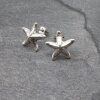 5 Pairs Star Fish Stud Earrings, antique silver