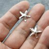 5 Pairs Star Fish Stud Earrings, antique silver