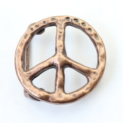 Peace Sign Belt Buckle, Antique Copper