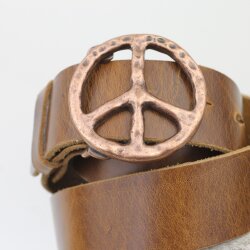 Peace Sign Belt Buckle, Antique Copper