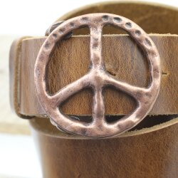 Peace Sign Belt Buckle, Antique Copper