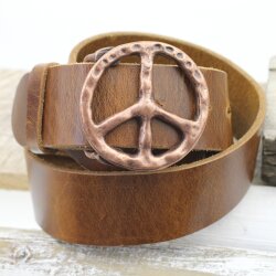 Peace Sign Belt Buckle, Antique Copper