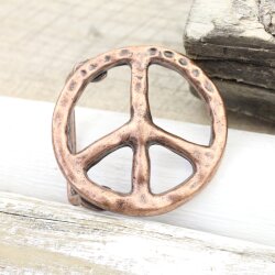 Peace Sign Belt Buckle, Antique Copper