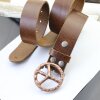 Peace Sign Belt Buckle, Antique Copper