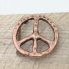 Peace Sign Belt Buckle, Antique Copper