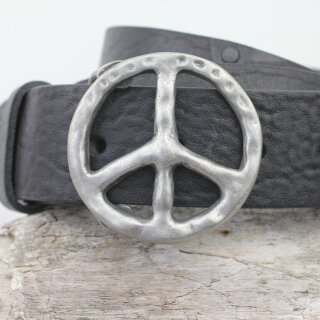 Peace Sign Belt Buckle, Dark Antique Silver