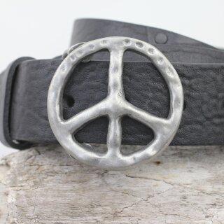 Peace Sign Belt Buckle, Dark Antique 