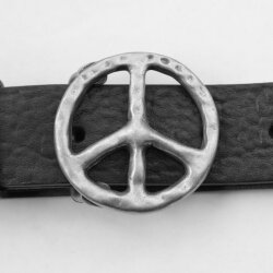 Peace Sign Belt Buckle, Dark Antique Silver