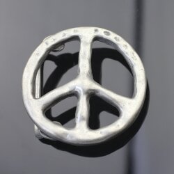 Peace Sign Belt Buckle, Dark Antique Silver