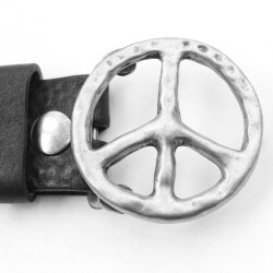 Peace Sign Belt Buckle, Dark Antique Silver