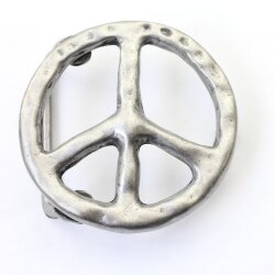 Peace Sign Belt Buckle, Dark Antique Silver