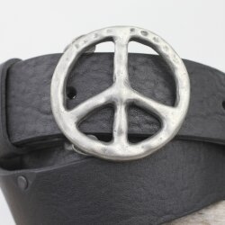 Peace Sign Belt Buckle, Dark Antique Silver