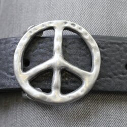 Peace Sign Belt Buckle, Dark Antique Silver