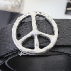 Peace Sign Belt Buckle, Dark Antique Silver