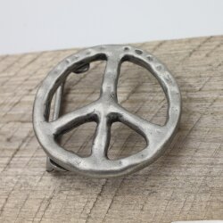 Peace Sign Belt Buckle, Dark Antique Silver