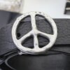 Peace Sign Belt Buckle, Dark Antique Silver