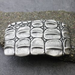 Croco Look Gürtelschnalle, dunkel altsilber, 9x6 cm