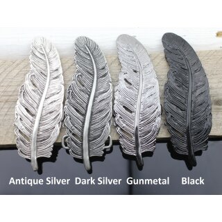 Feather Belt Buckle, Dark Antique Silver