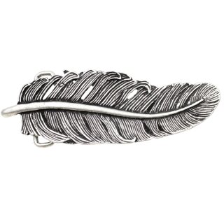 Gürtelschnalle Feder, Gürtelschließe für 4 cm Ledergürtel, dunkel Silber