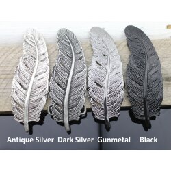 Feather Belt Buckle, Dark Antique Silver