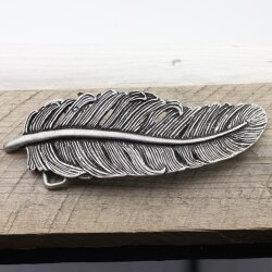 Feather Belt Buckle, Dark Antique Silver