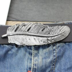Feather Belt Buckle, Jet Hematite