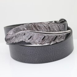 Feather Belt Buckle, Jet Hematite